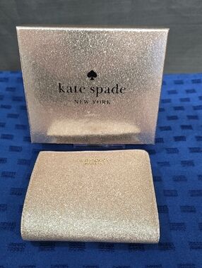 kate spade Rose Gold Glitter Bifold Wallet